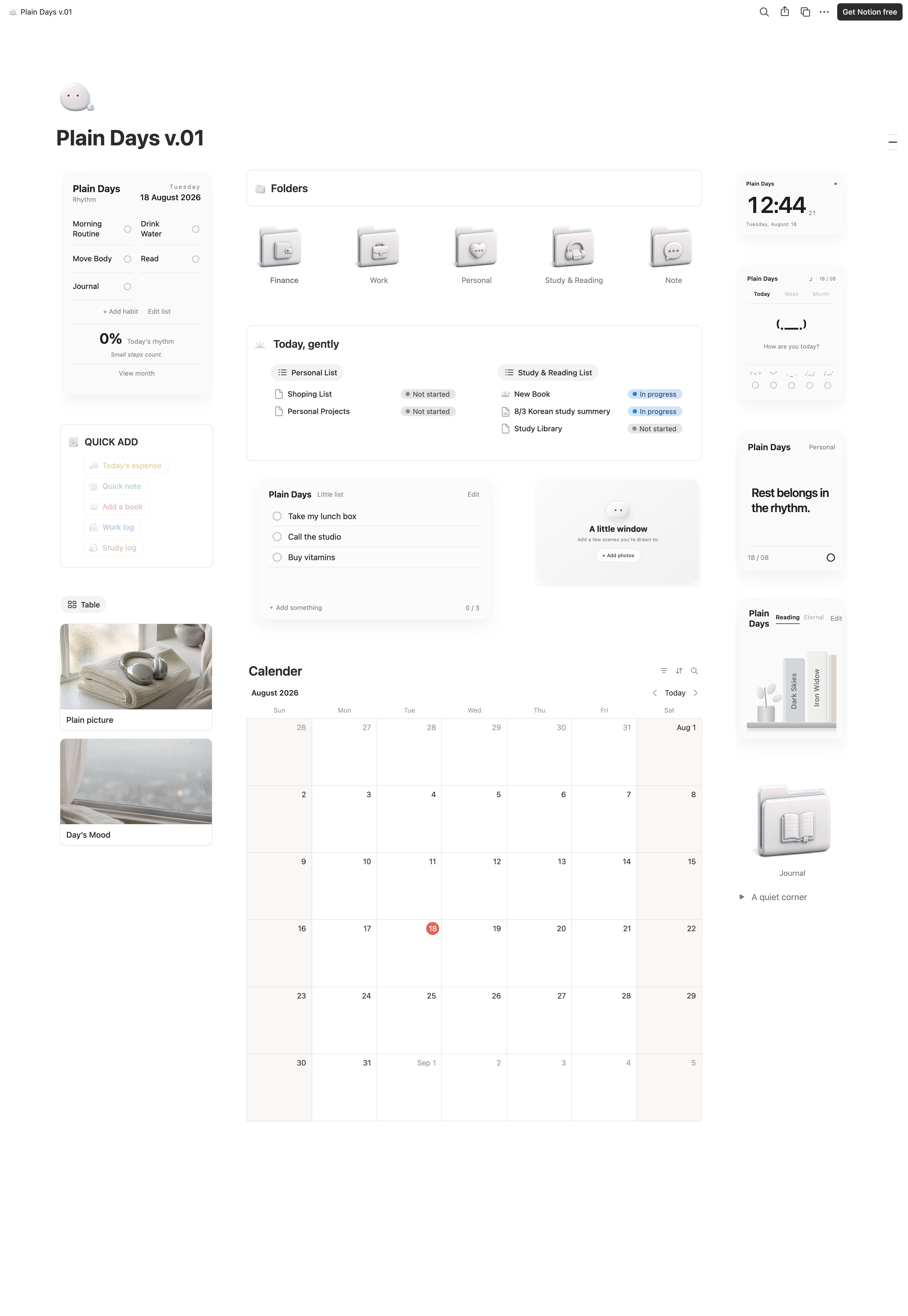 Plain Days Notion Planner