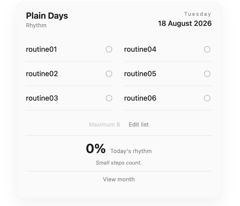 Plain Days Habit Widget
